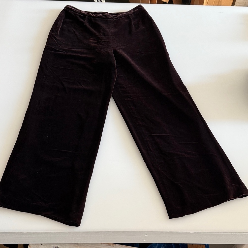 Oscar de la Renta brown/burgundy velvet Wide Leg Pants